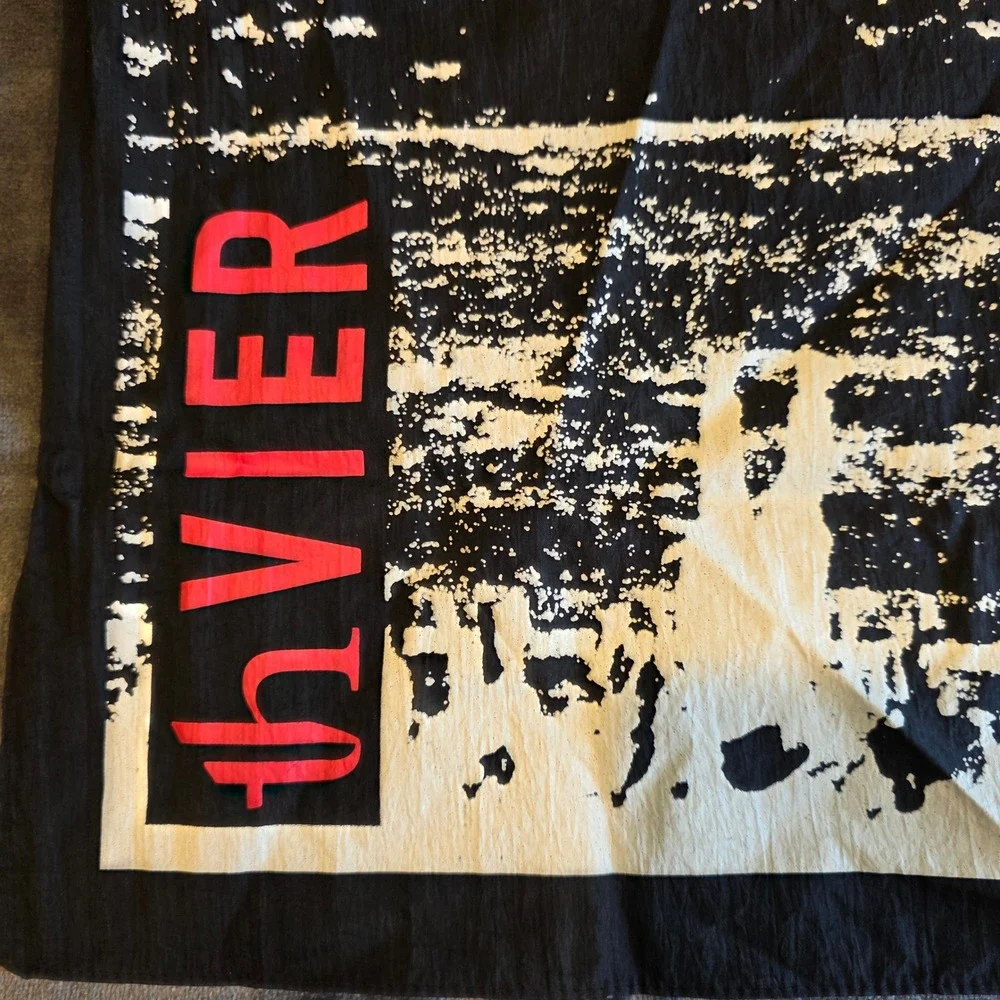 hVIER Industrial Post Punk Gothic Nylon Bandana Scarf Black White Red Graphic